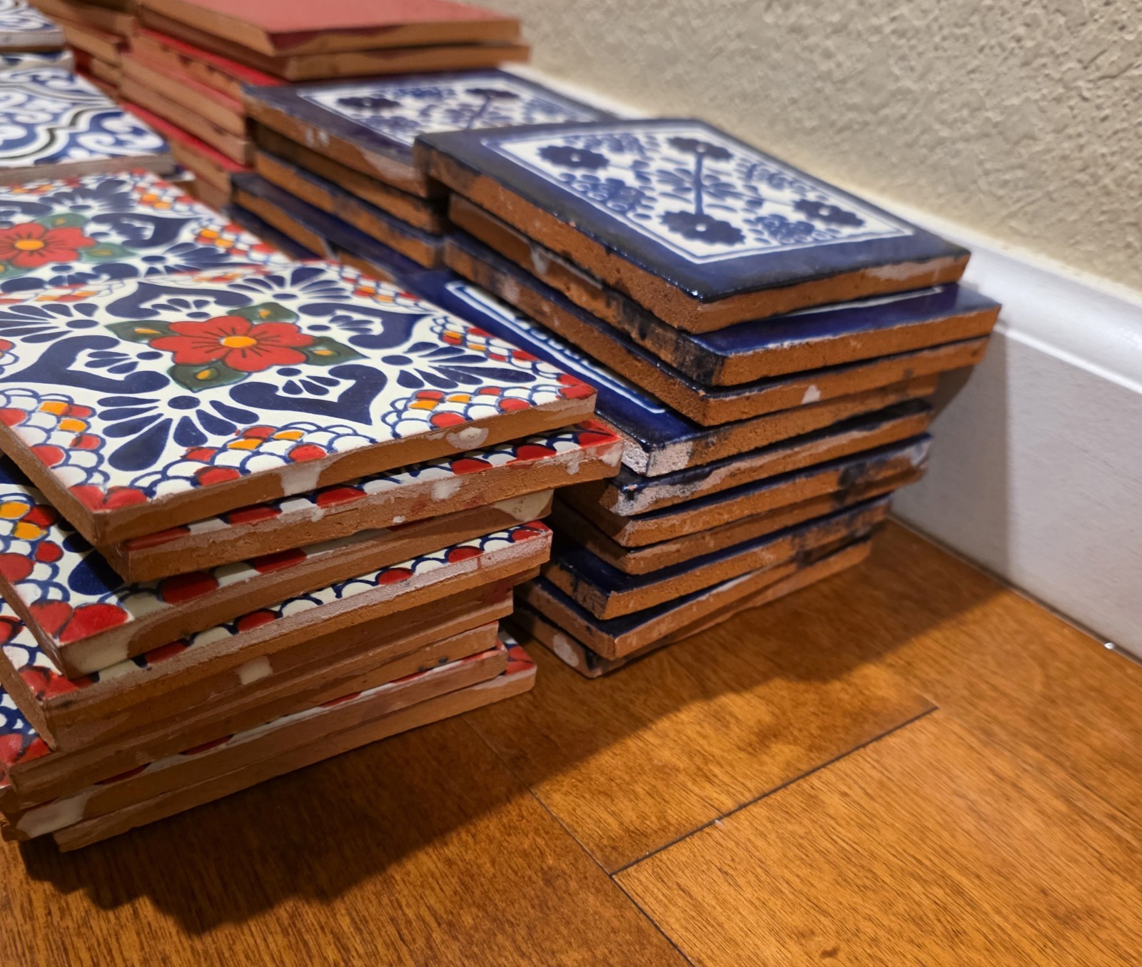 82 Pieces Spanish Mexican Handpainted Terracotta Talavera Tiles 4.25″ x 4.25″
