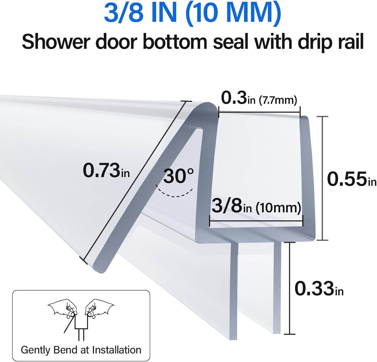 Yecaye 3 Pack 3/8″ x 39″ Shower Door Bottom Seal,Shower Door Sweep,Frameless Gla