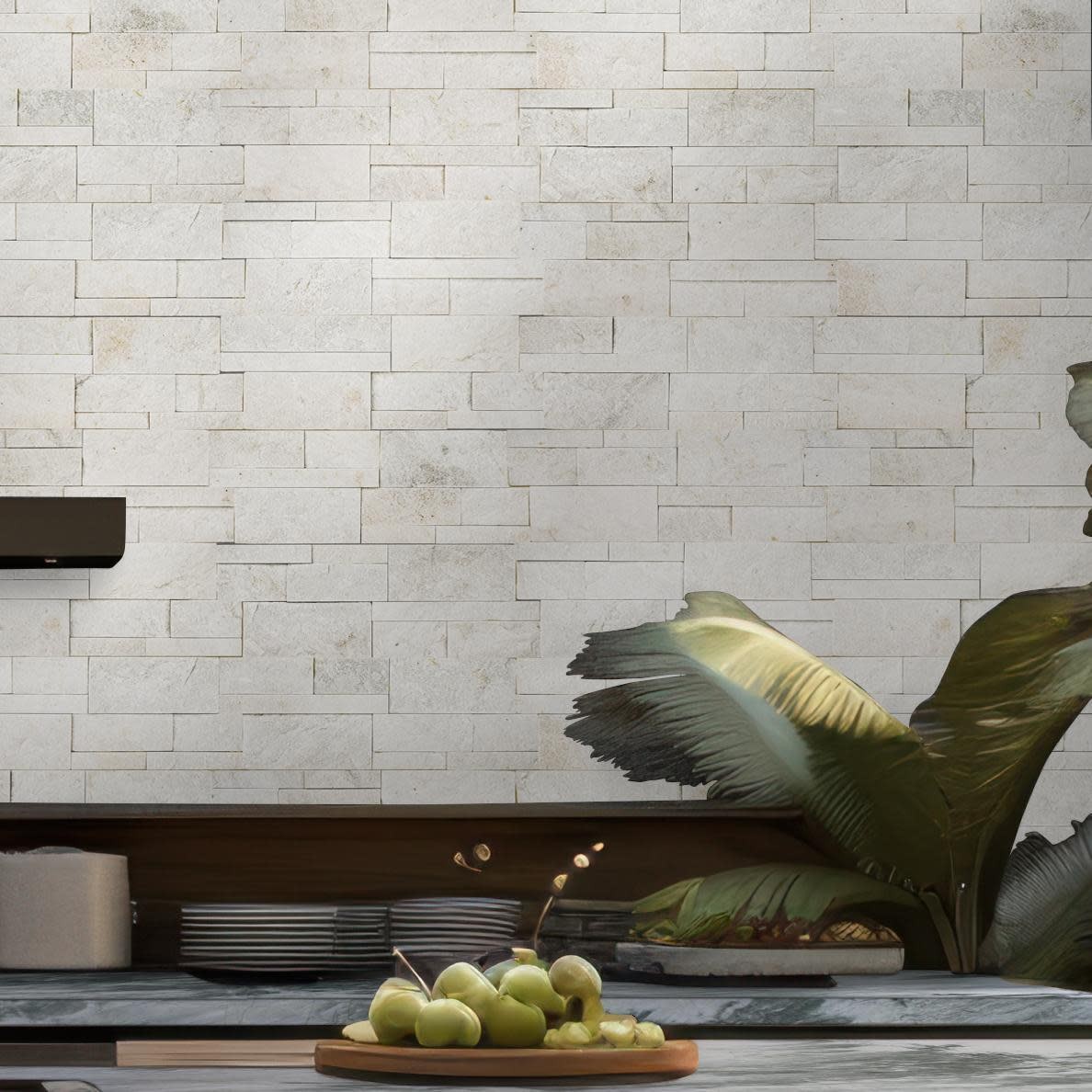 Ackland AKPLPQ9X24F-PL 9″ x 24″ Quartzite Hardscape Wall Tile – – Amber Cream