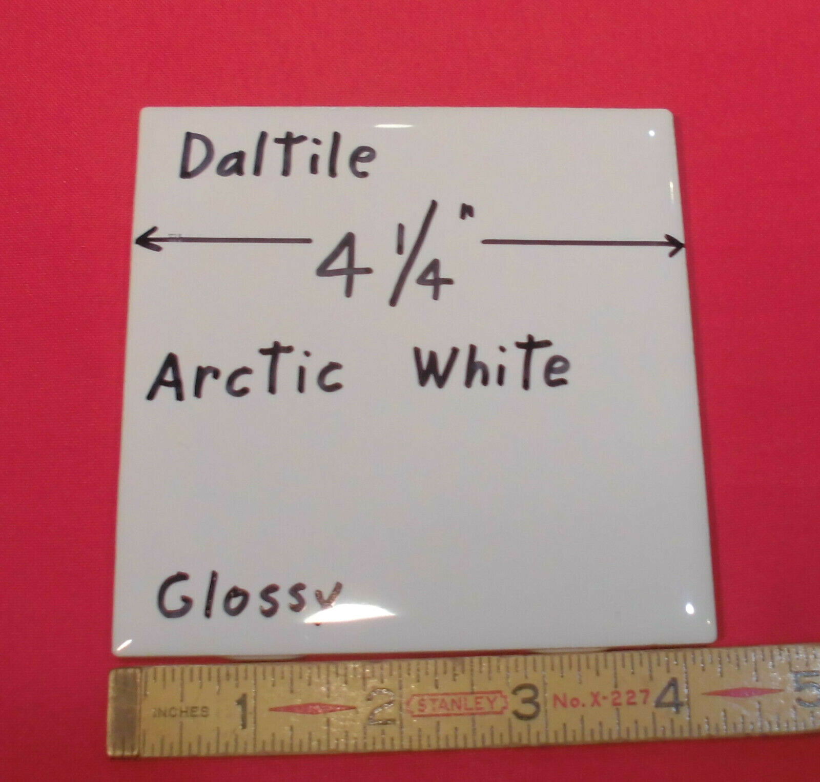 1 pc. *Arctic White* 4-1/4″ Square Glossy Ceramic Tiles by Daltile #190: NEW