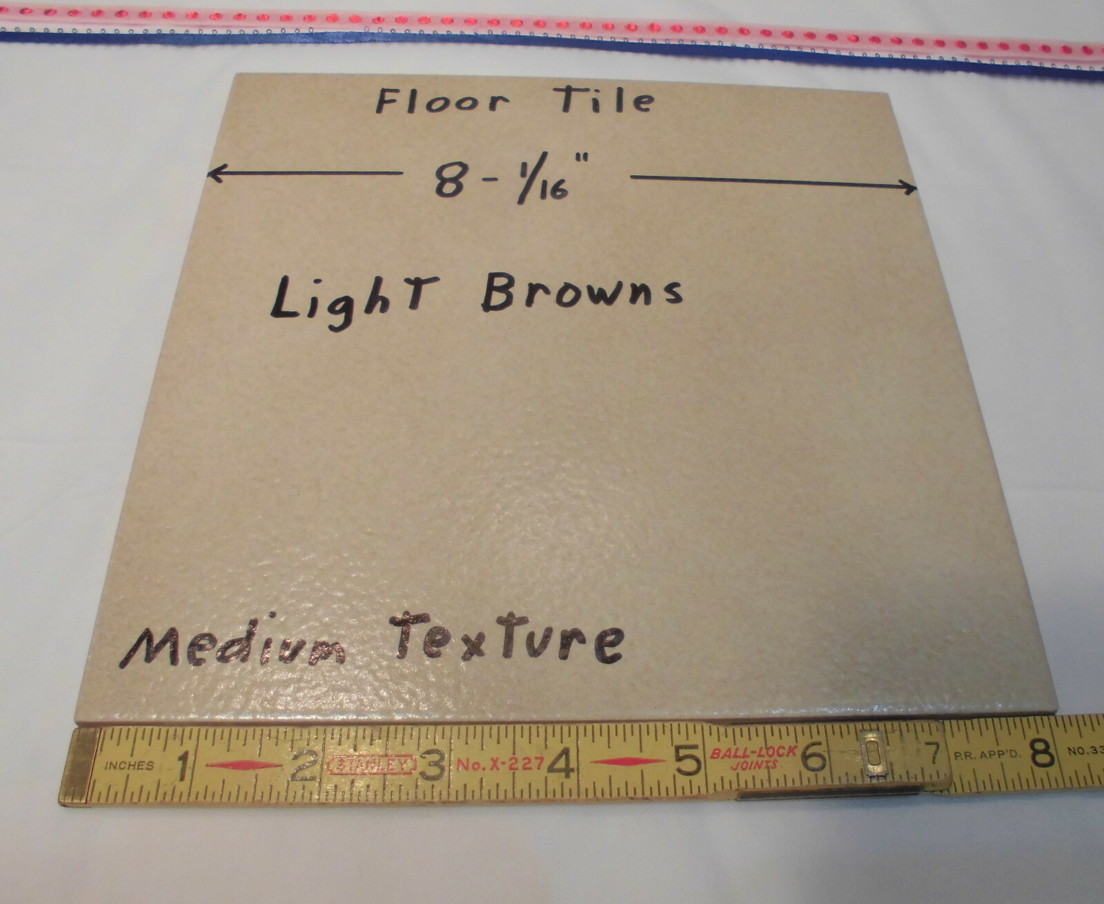 1 pc. Light Browns: Ceramic Floor Tile: 8″ X 8″ medium textured, New Old Stock