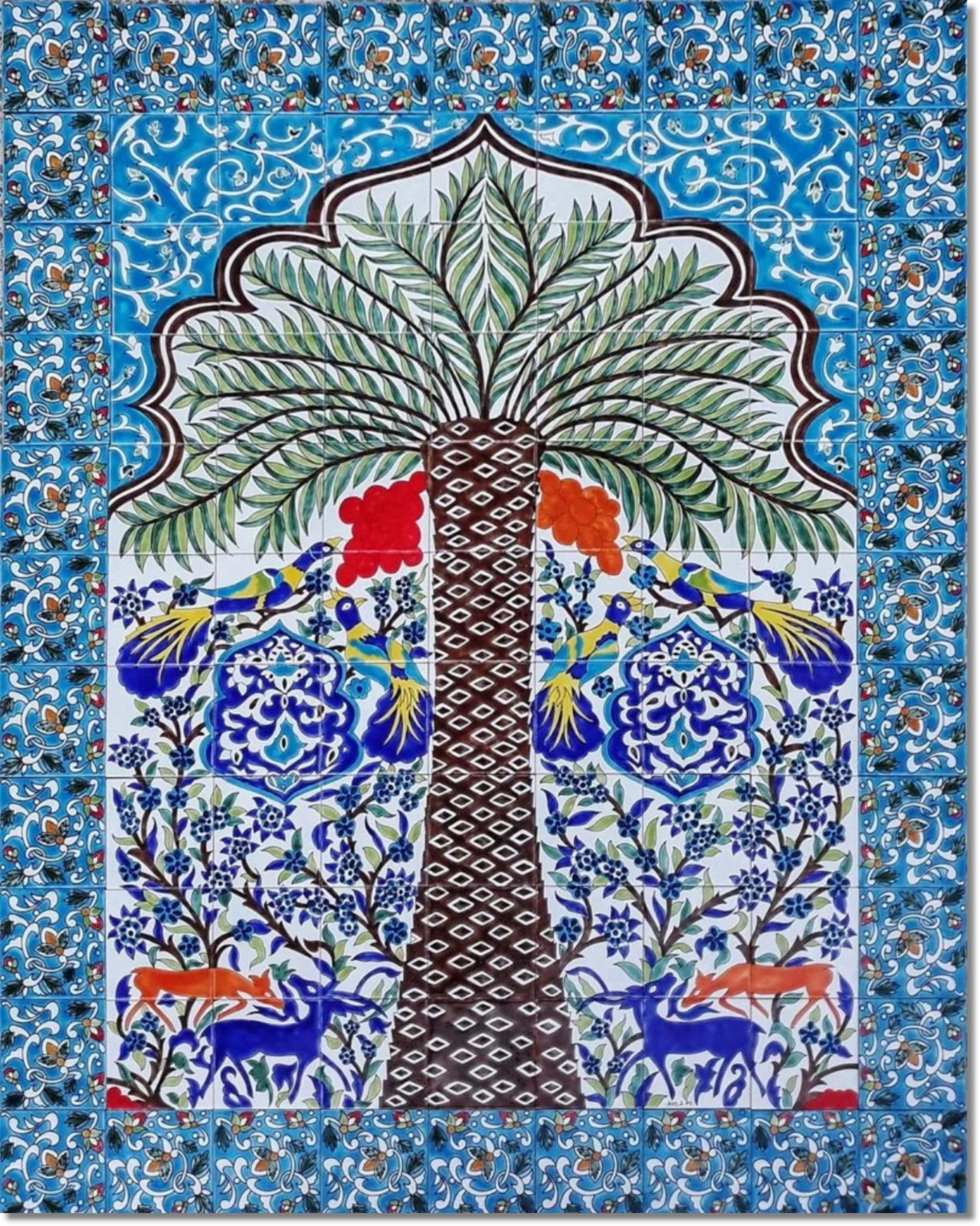 Custom Design, Tile Artwork, Palm Tree Mosaic, Customized Backsplash Wall Tiles