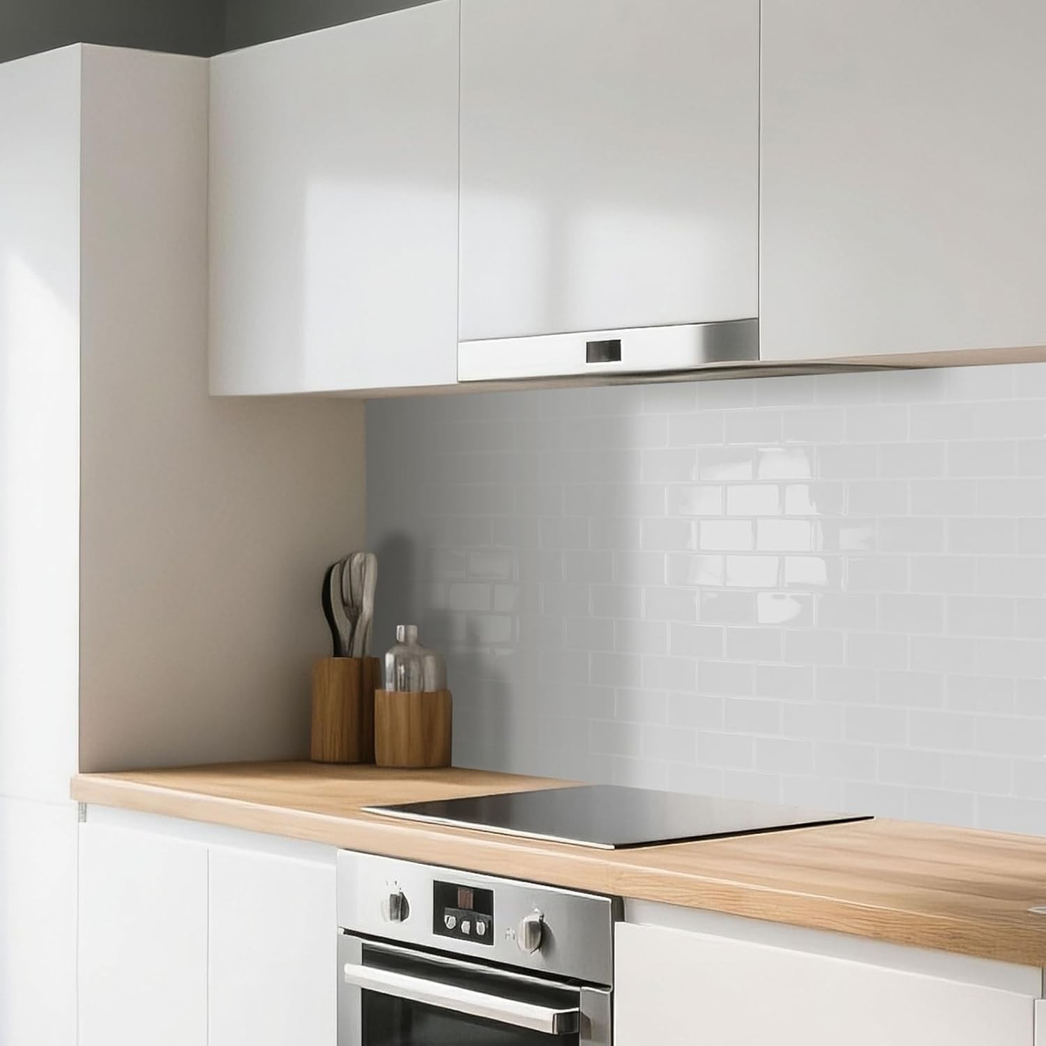 Modern Peel and Stick Tiles – 12″x12″ Thicker White Washed for Kitchen & Bath