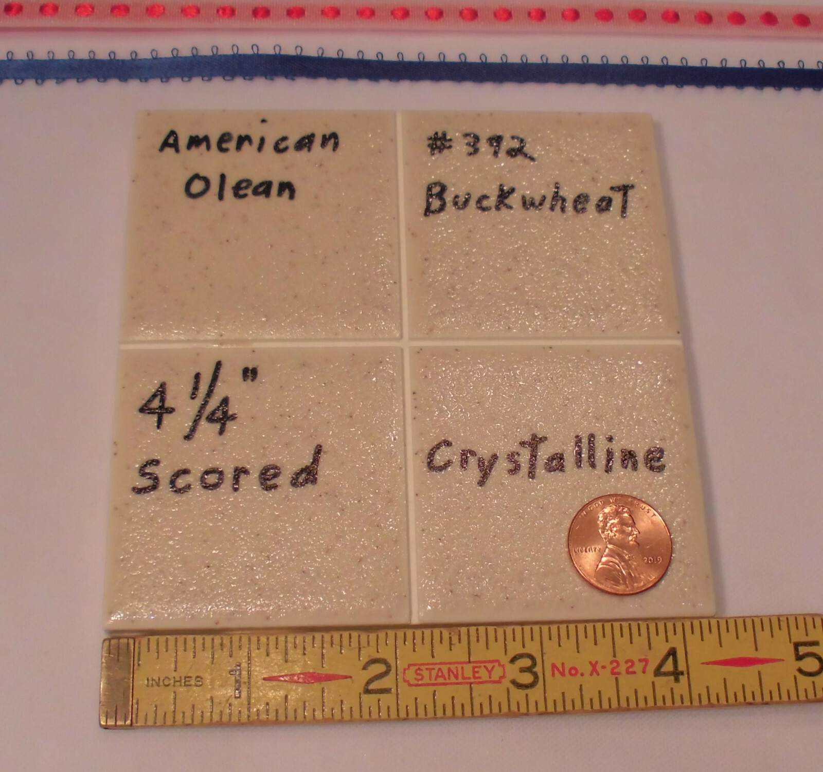 1 pc. *Buckwheat/Browns* 4-1/4″ Ceramic Tile; Scored Crystalline American Olean