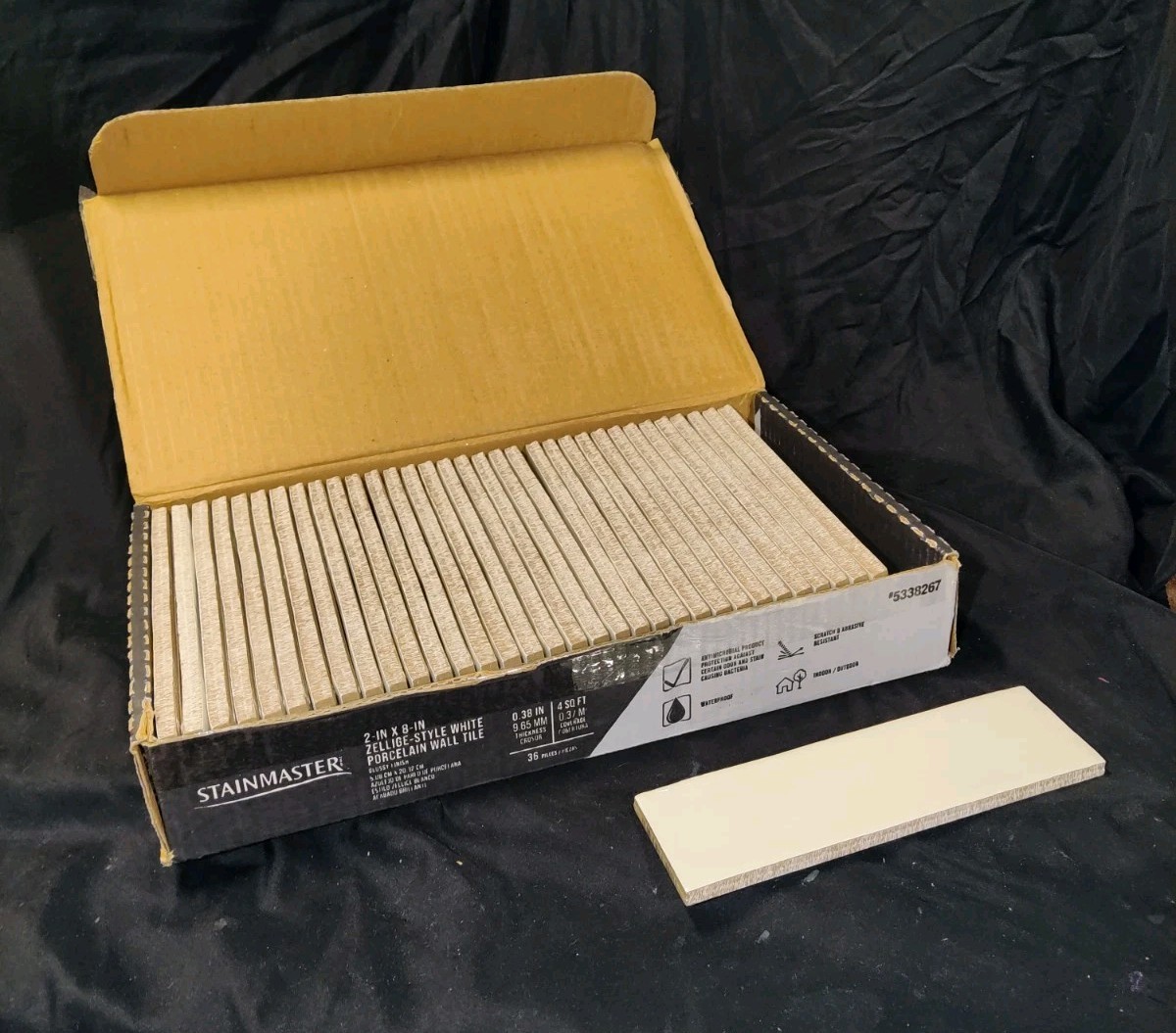 Stainmaster #5338267 Zellige-style 2″ X 8″ White Porcelain Wall Tile 34 Pcs
