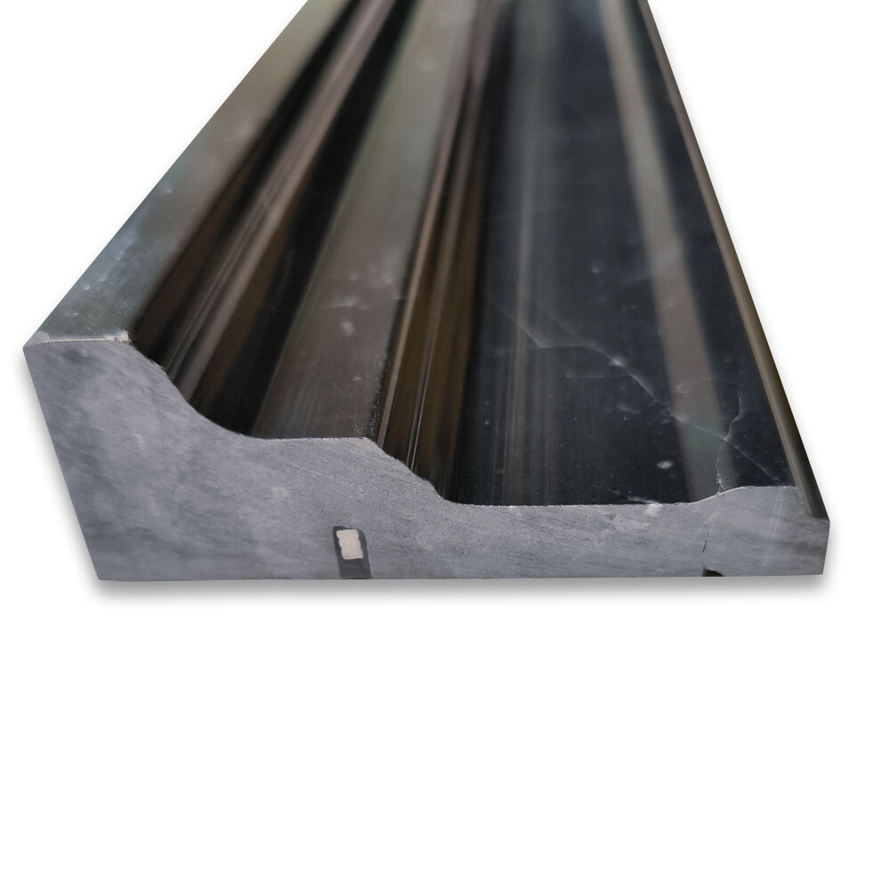N02P Nero Marquina Black Marble Large Cap Crown Square Edge Trim Molding