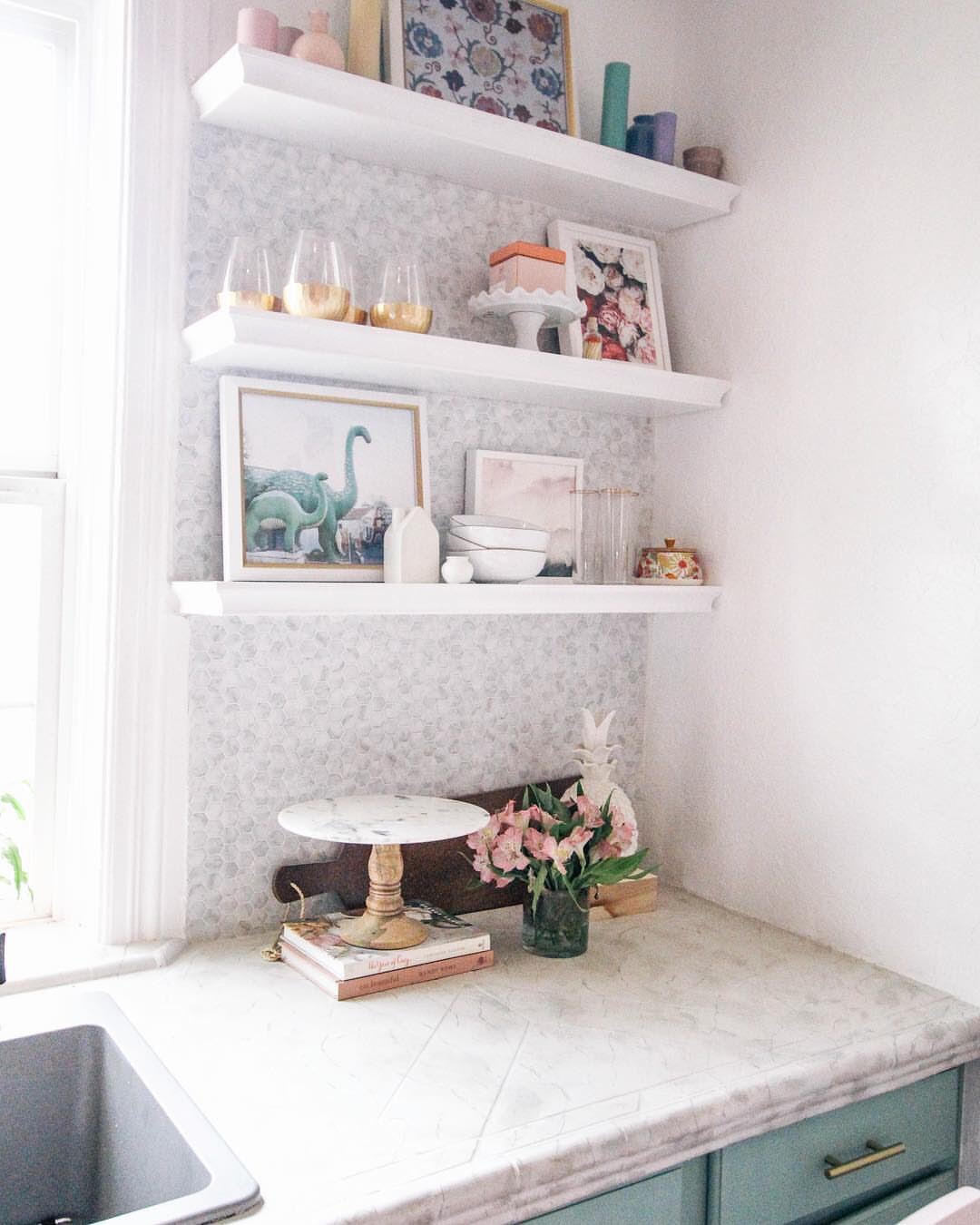 Wallpops Hexagon White Geometric Farmhouse Peel & Stick Tile Backsplash Diy
