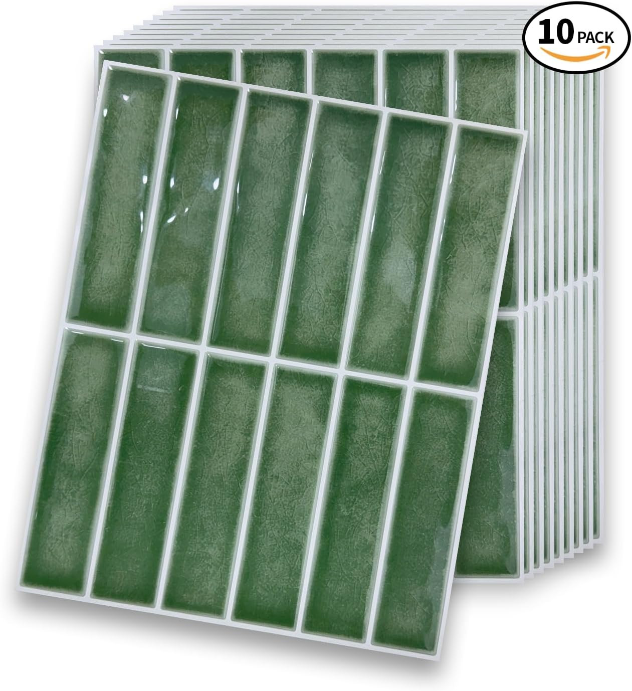 10-Sheet Peel and Stick Backsplash for Kitchen, 10” x 8” Self Adhesive Marble Gr