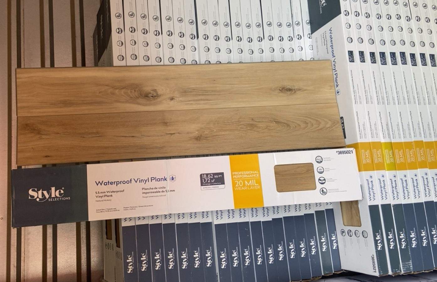 Style Selections Waterproof Vinyl Plank 48×7.2 Brown Wood Look 20 mil
