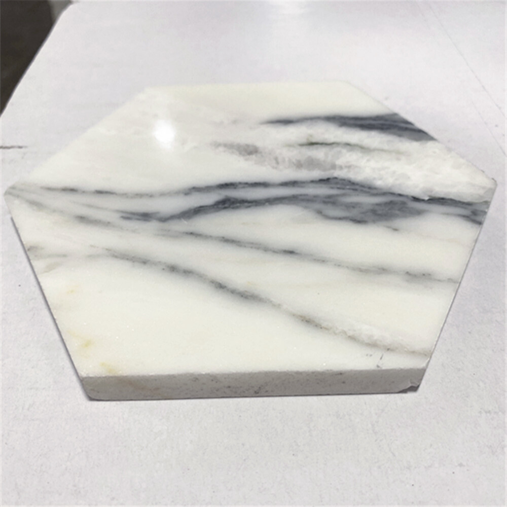 L36P 6″ Hexagon Statuary Statuario White Italian Marble Tile Polished