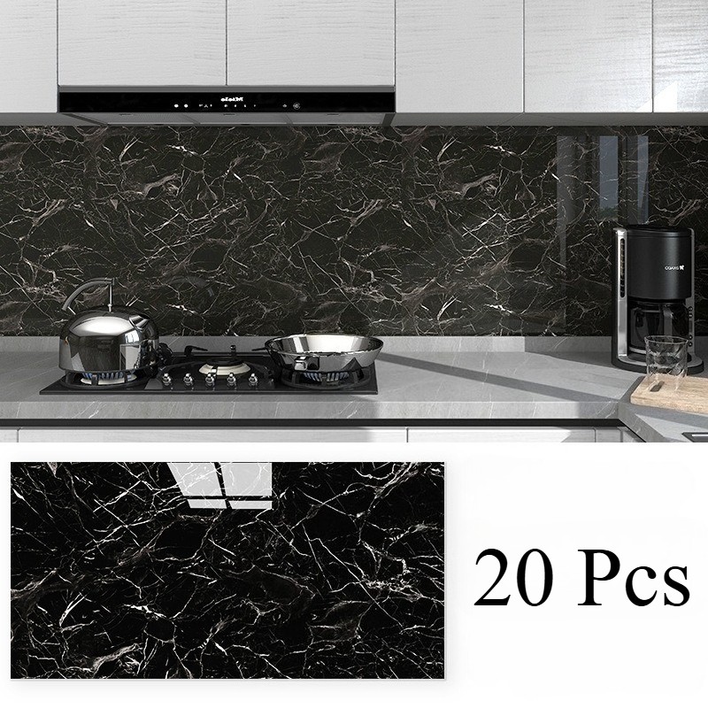 20pcs Peel and Stick Marble Floor Wall Panels 23.6″x11.8″ PVC Tiles Sticker