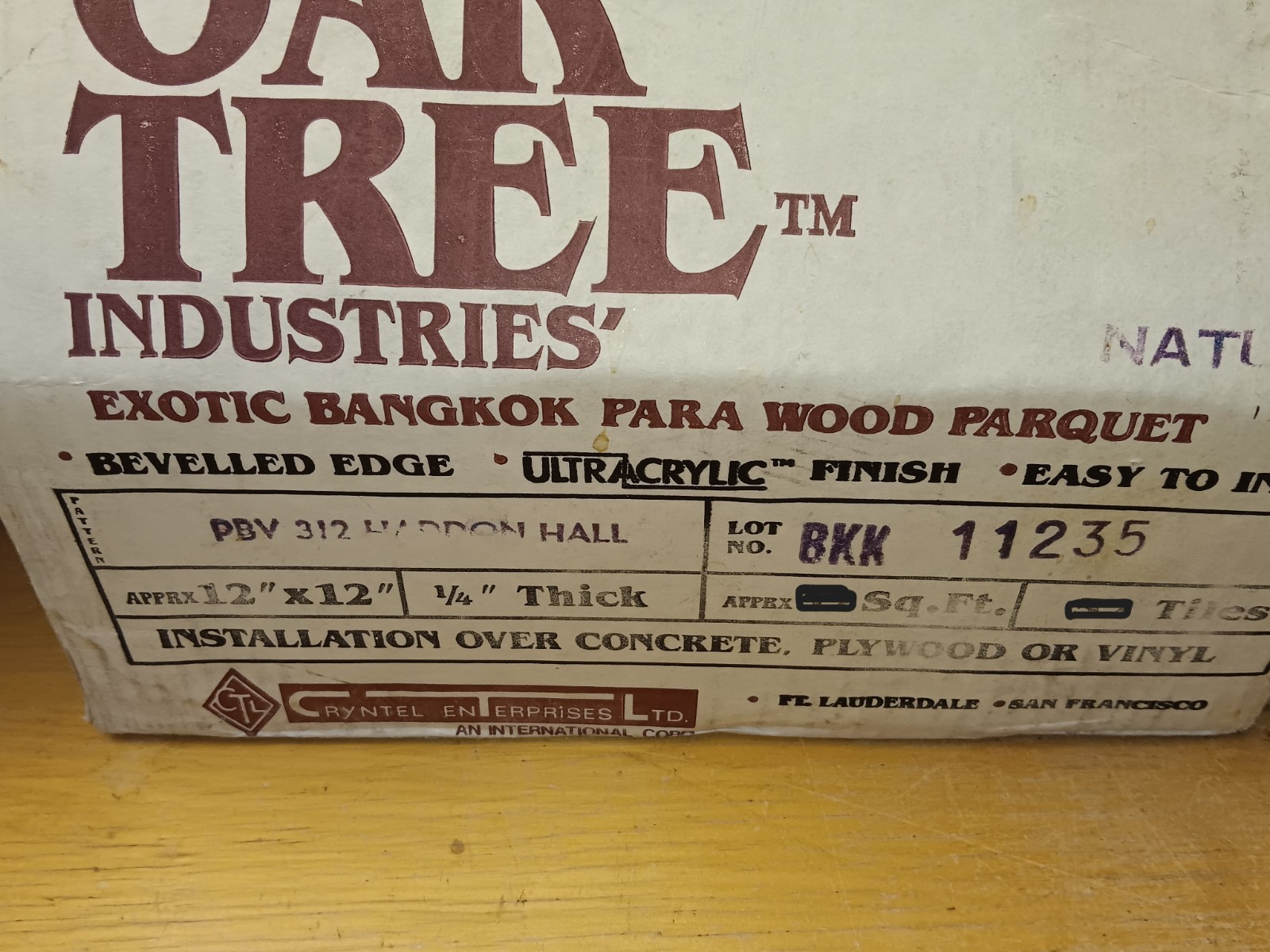 Oak Tree Hevea Wood HADDON HALL Parquet solid wood floor tiles Brand New 12 PCS.