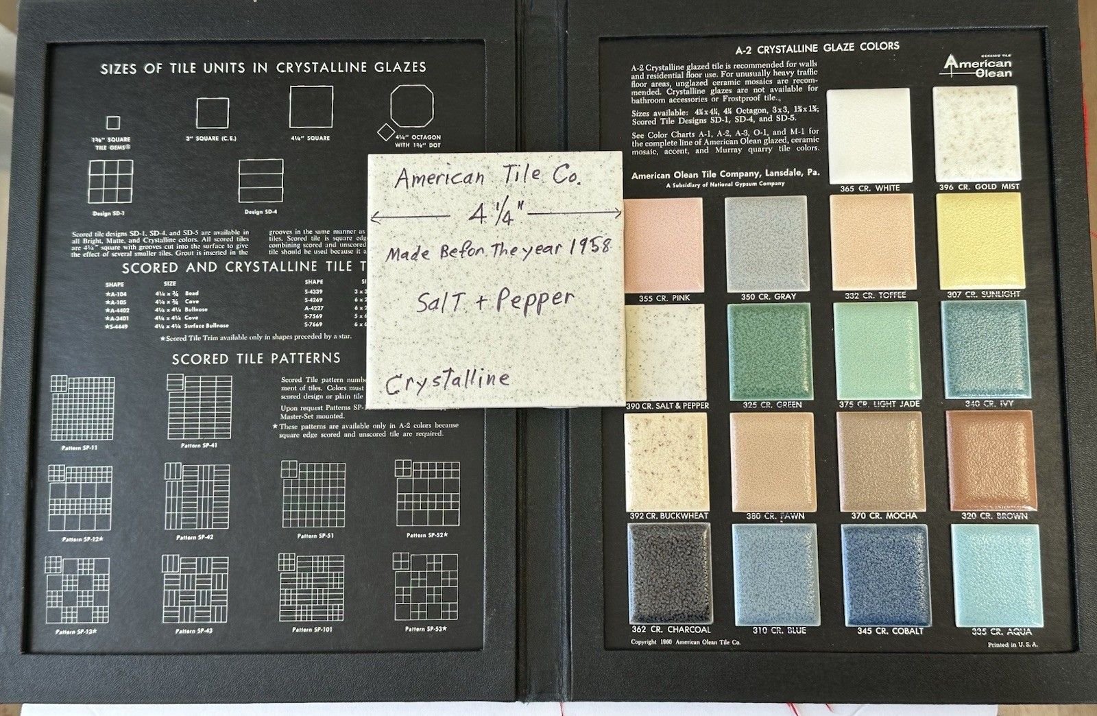 1 pc. 4-1/4″ Salt & Pepper: Crystalline Ceramic Tile by American Olean, NEW