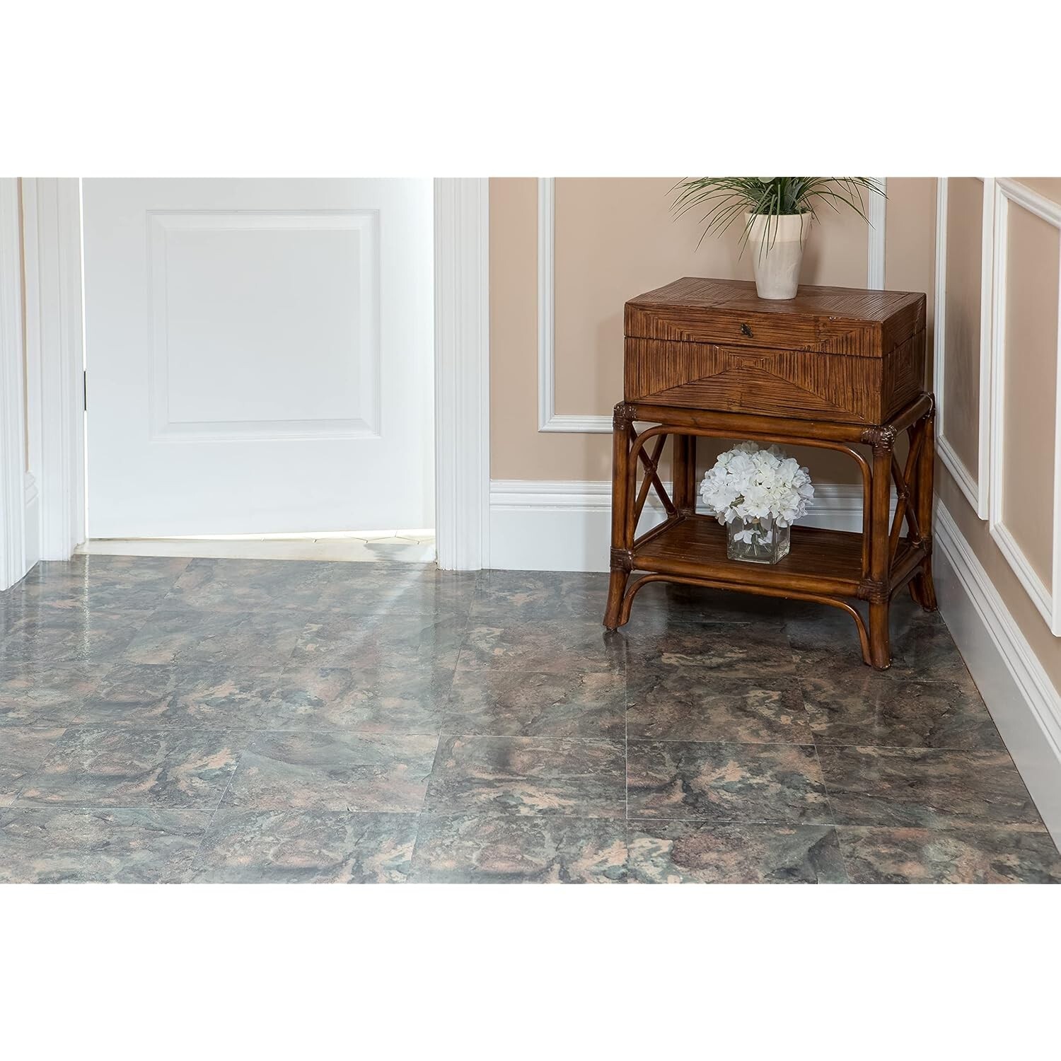 Nexus 12×12 Self Adhesive Vinyl Floor Tiles 20 Pack Dark Slate Marble Pattern