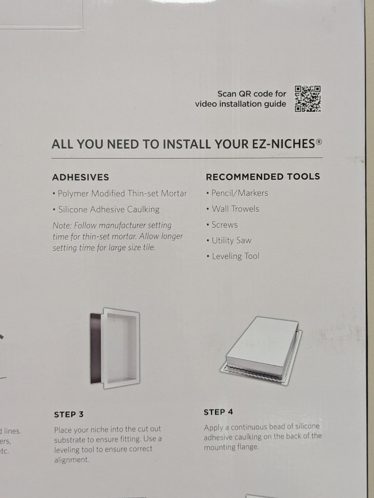 EZ-Niches EZLRN 14in X 22in Rectangular Tile Bathroom Niche Textured Grey
