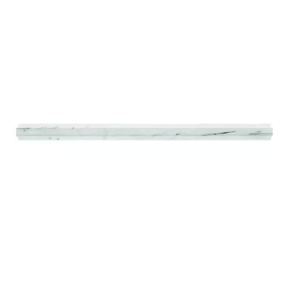 Grandis 0.8 In. X 12 In. Pearl White Marble Honed Pencil Liner Tile Trim (0.667
