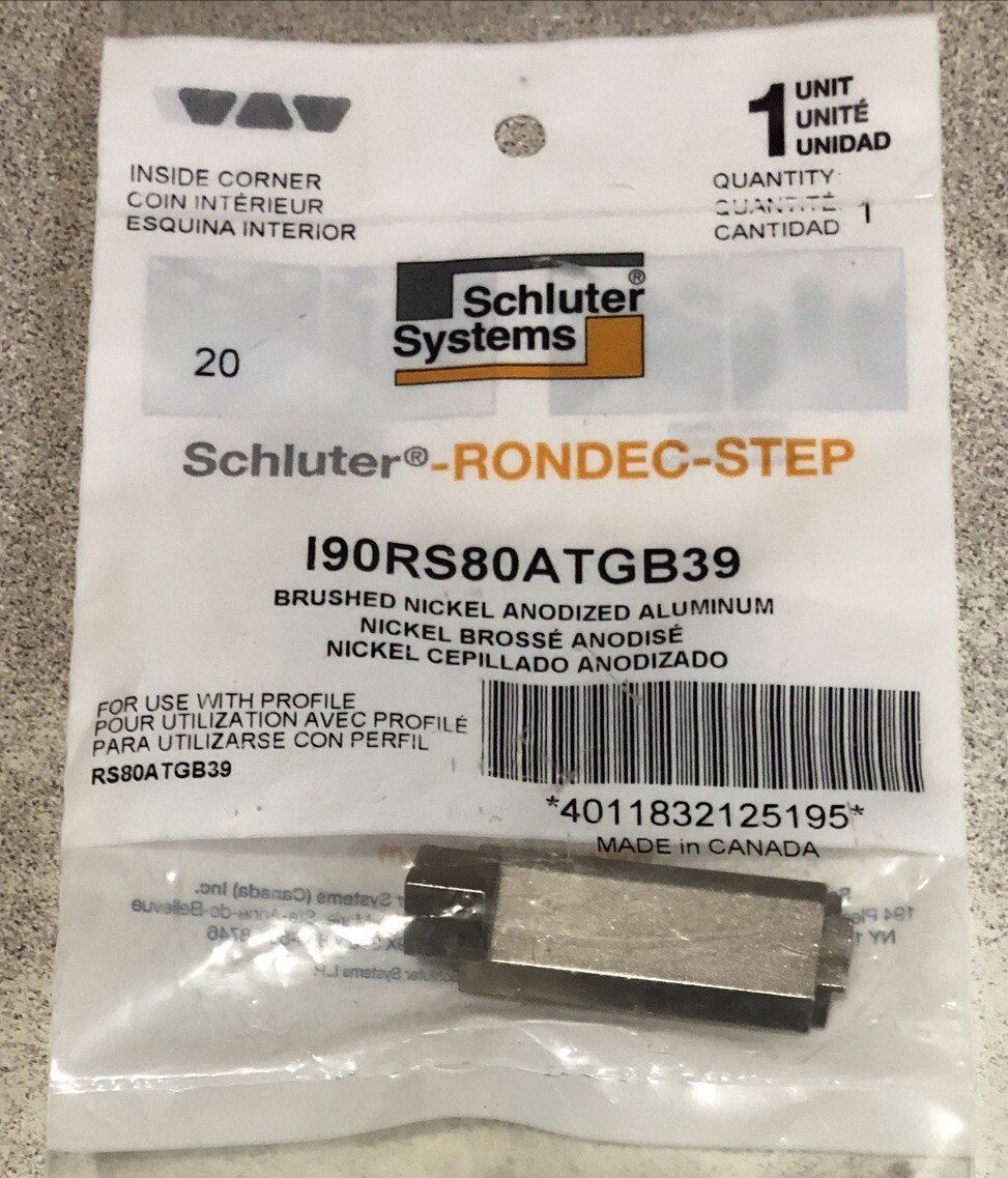Schluter Rondec-Step I90RS80ATGB39 Brushed Nickel Inside Corner