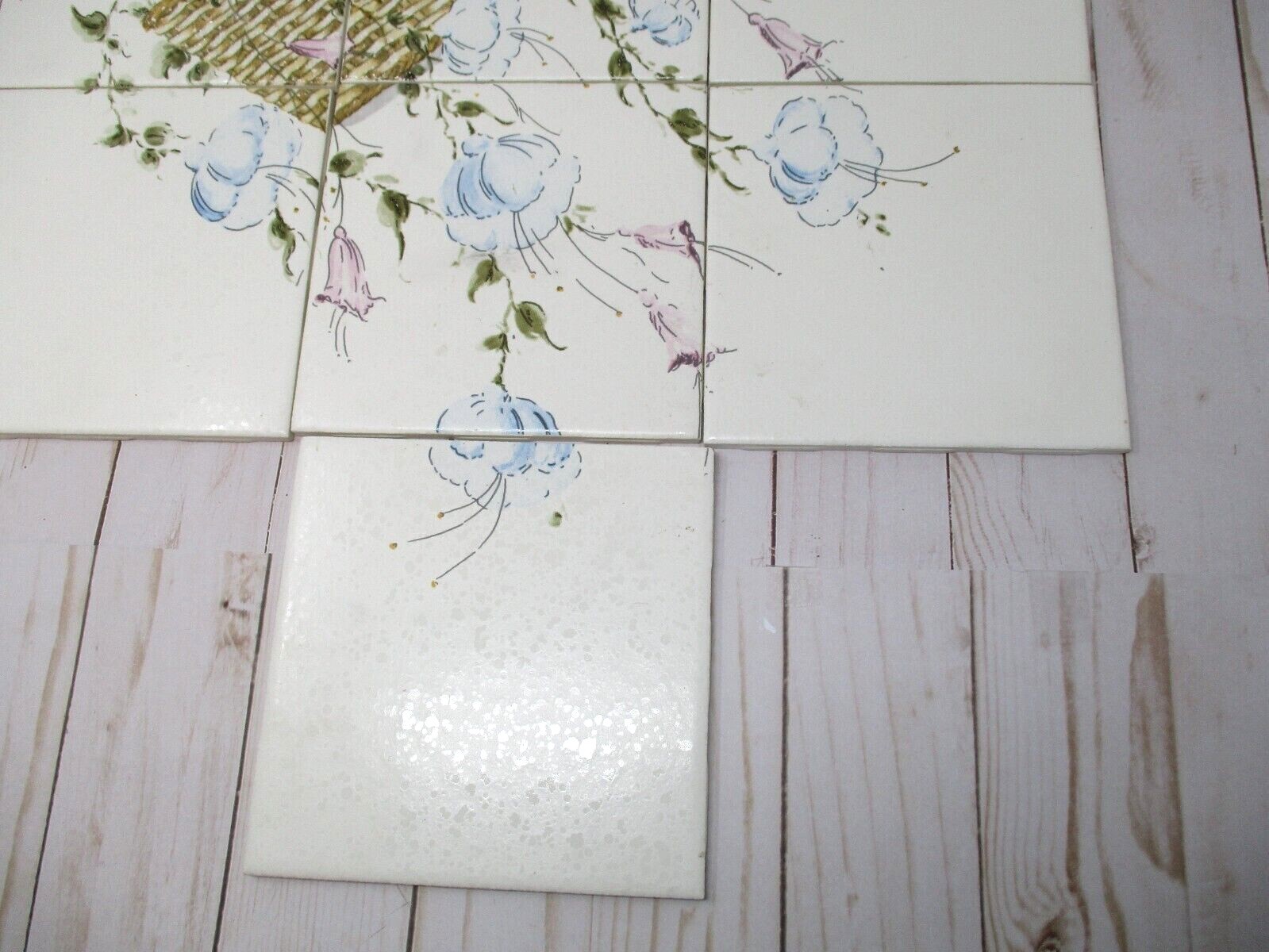 Ceramic Tile Back Splash Flower Basket Mural Country Farmhouse Floral Painted