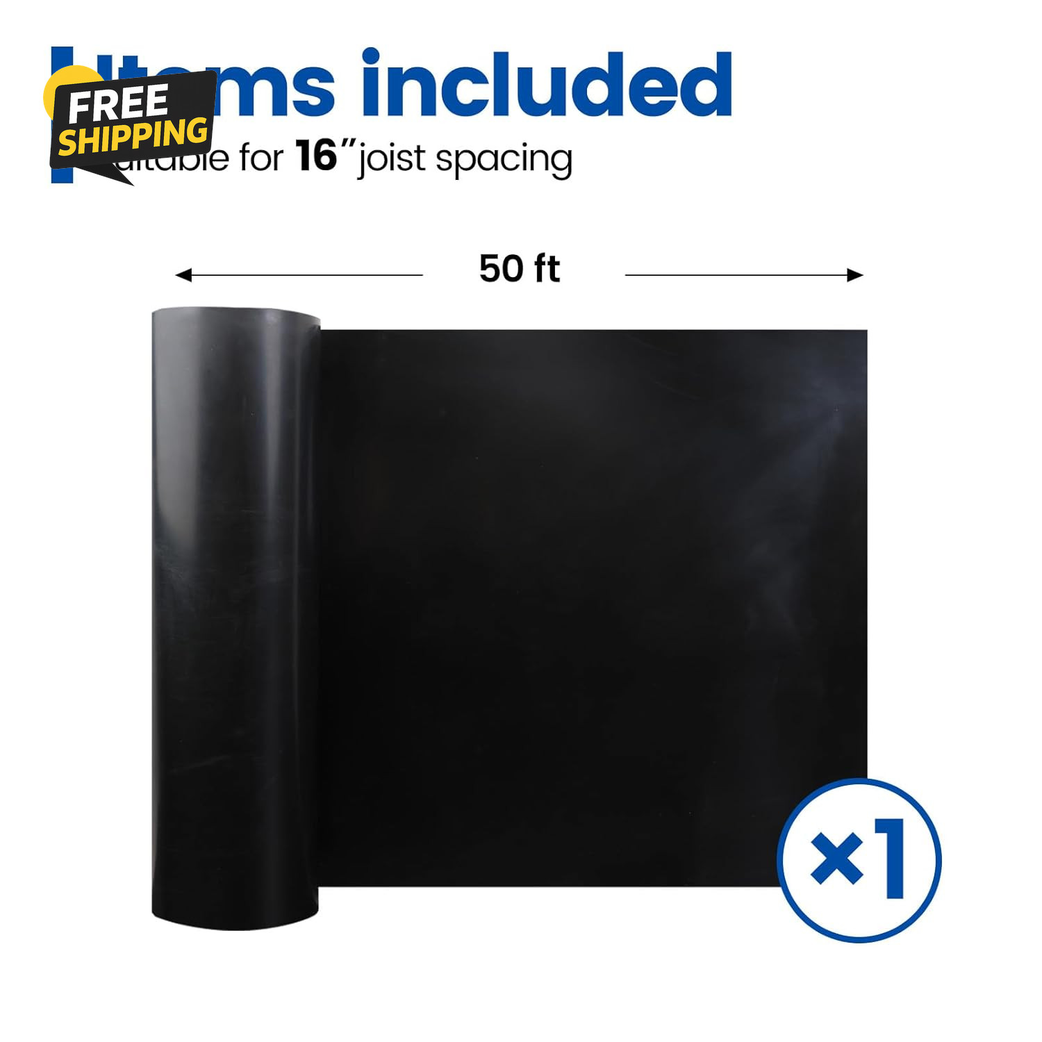 1PCS 50FT Black under Deck Drainage System Trough HDPE Waterproofing Membrane Fi
