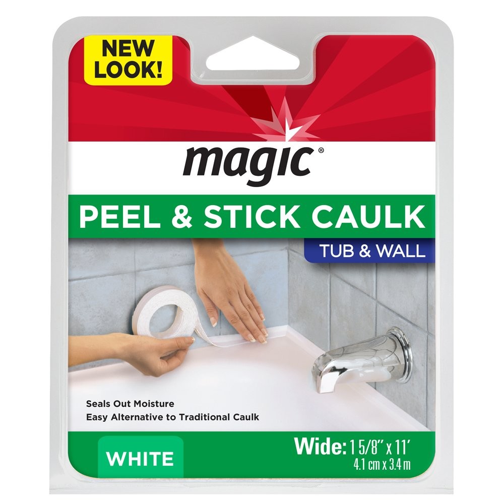 Magic Tub and Wall Peel and Caulk Strip 1-5/8 Inch x 11 Feet – White