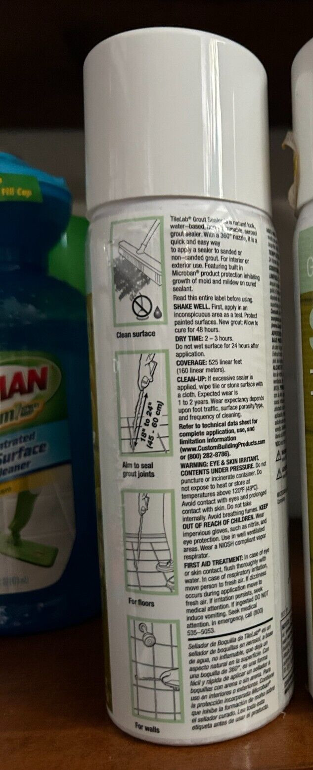 New Custom Building Products TileLab 15 oz Aerosol Grout Sealer w Microban