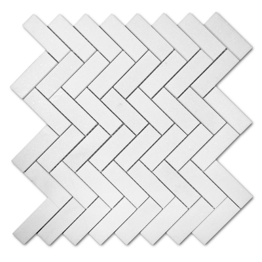 T72XH Thassos White Marble 1×3 Herringbone Mosaic Wall Floor Tile Honed
