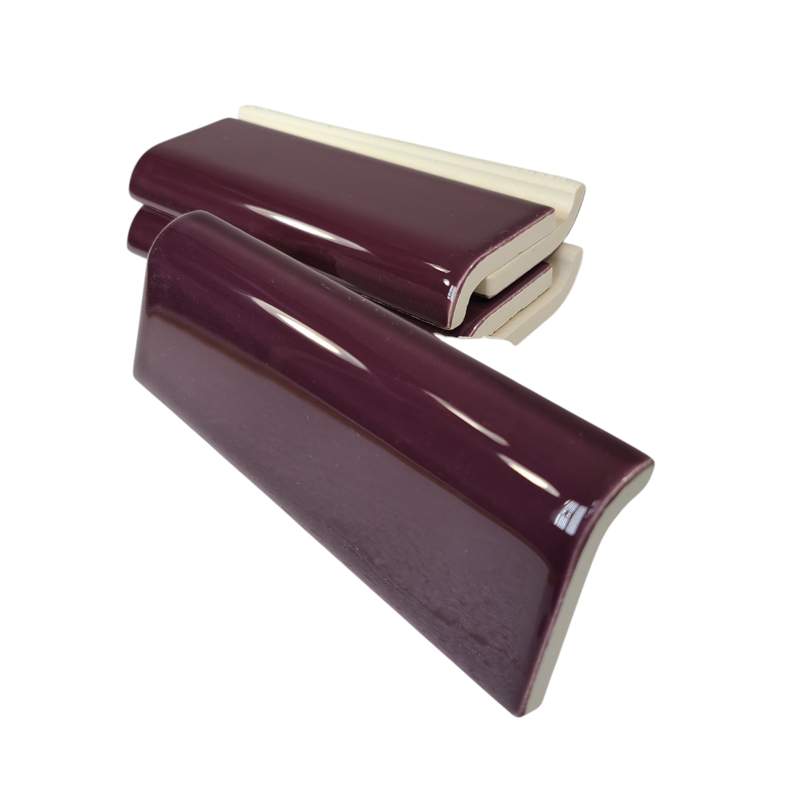 Purple Plum Ceramic Tile Mud Cap Bullnose Mudcap Subway Trim Shower Backsplash