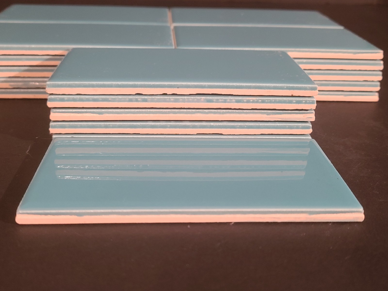 (LOT OF 26) NEW Gloss TEAL Subway Tile Made in Mexico 3″ X 6″ X 1/4″