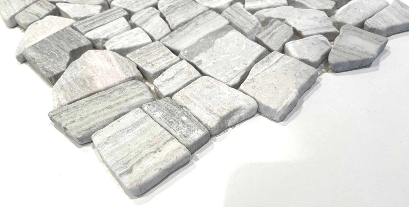 Chenille White Marble 12×12 Tumbled Flat Pebble Stone Mosaic Floor and Wall Tile