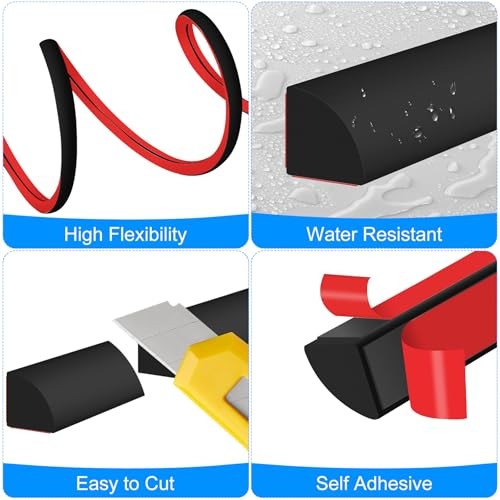 Flexible Quarter Round Molding 240 Inch Peel and Stick Rubber 240Inch Black