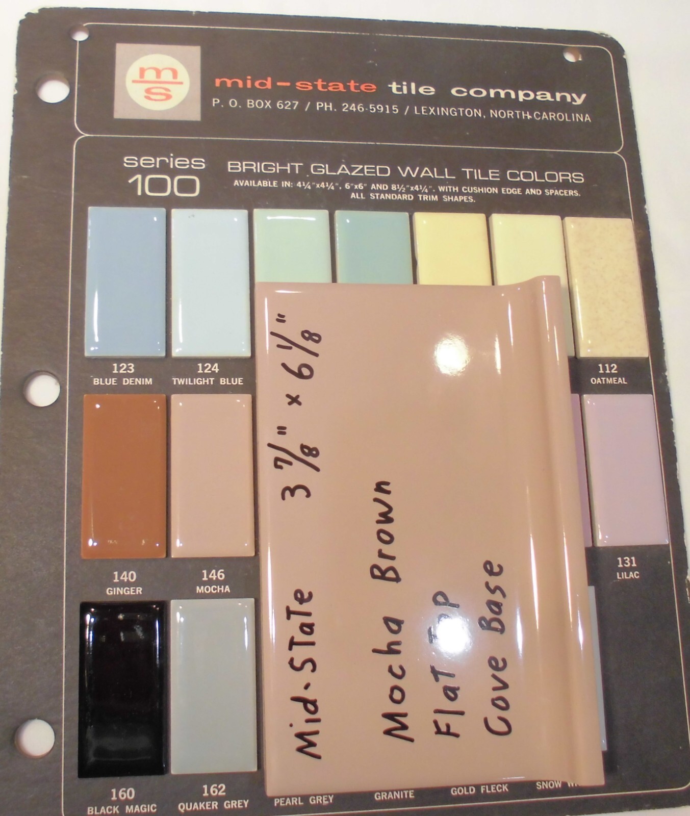 1 pc. Mocha – Brown Cove-Base Ceramic Tile 4″ X 6″ Mid-State: Glossy; stack on