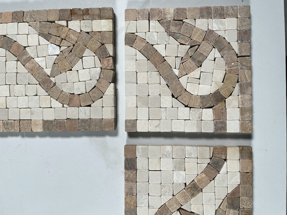 B0008CT Marble Mosaic Border Bathroom Accent Tile Vine Yellow 4×4 Tumbled