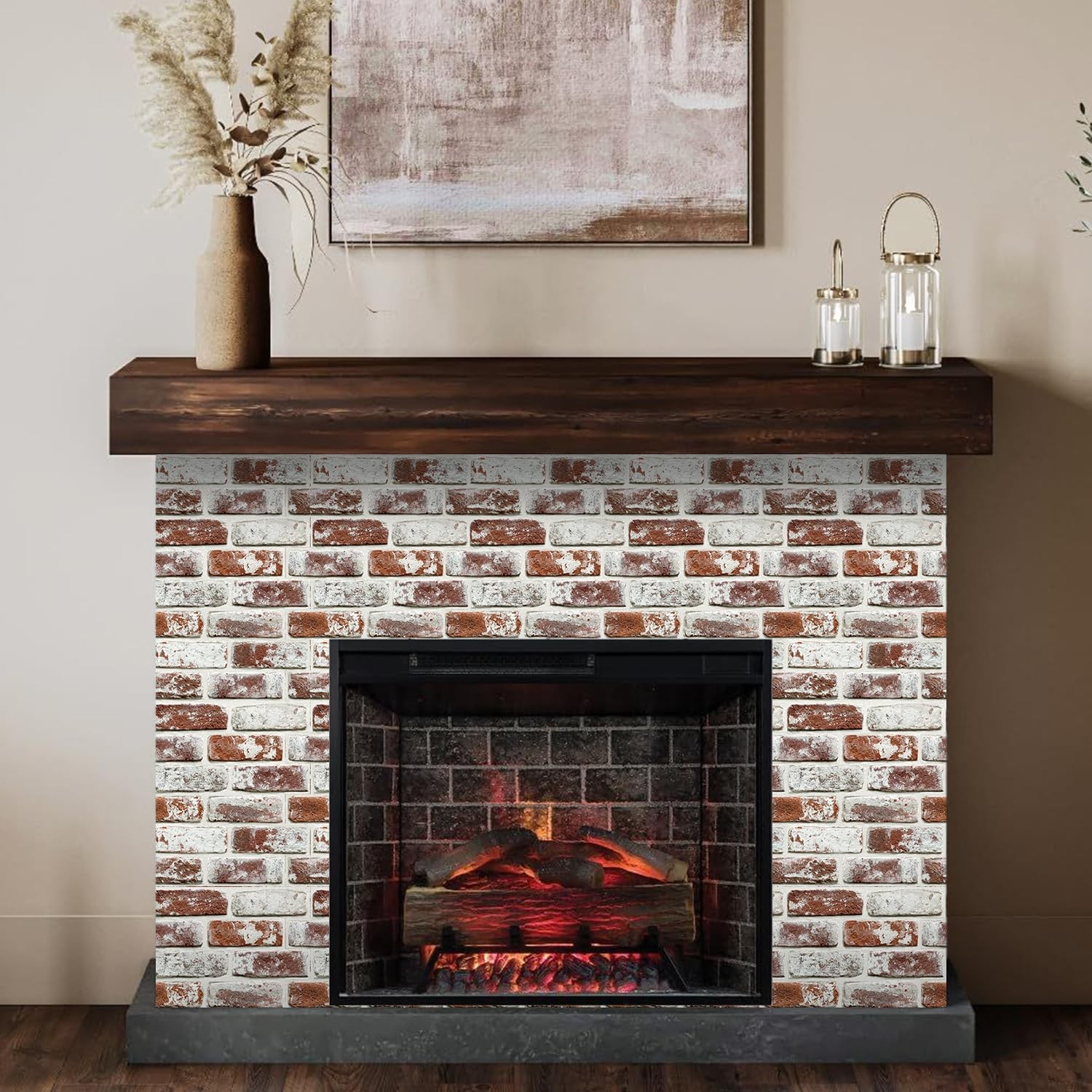 COMSTICKC 3D Faux Brick Wall Panels Peel and Stick,10 Pcs of 12″X12″,Small Si…