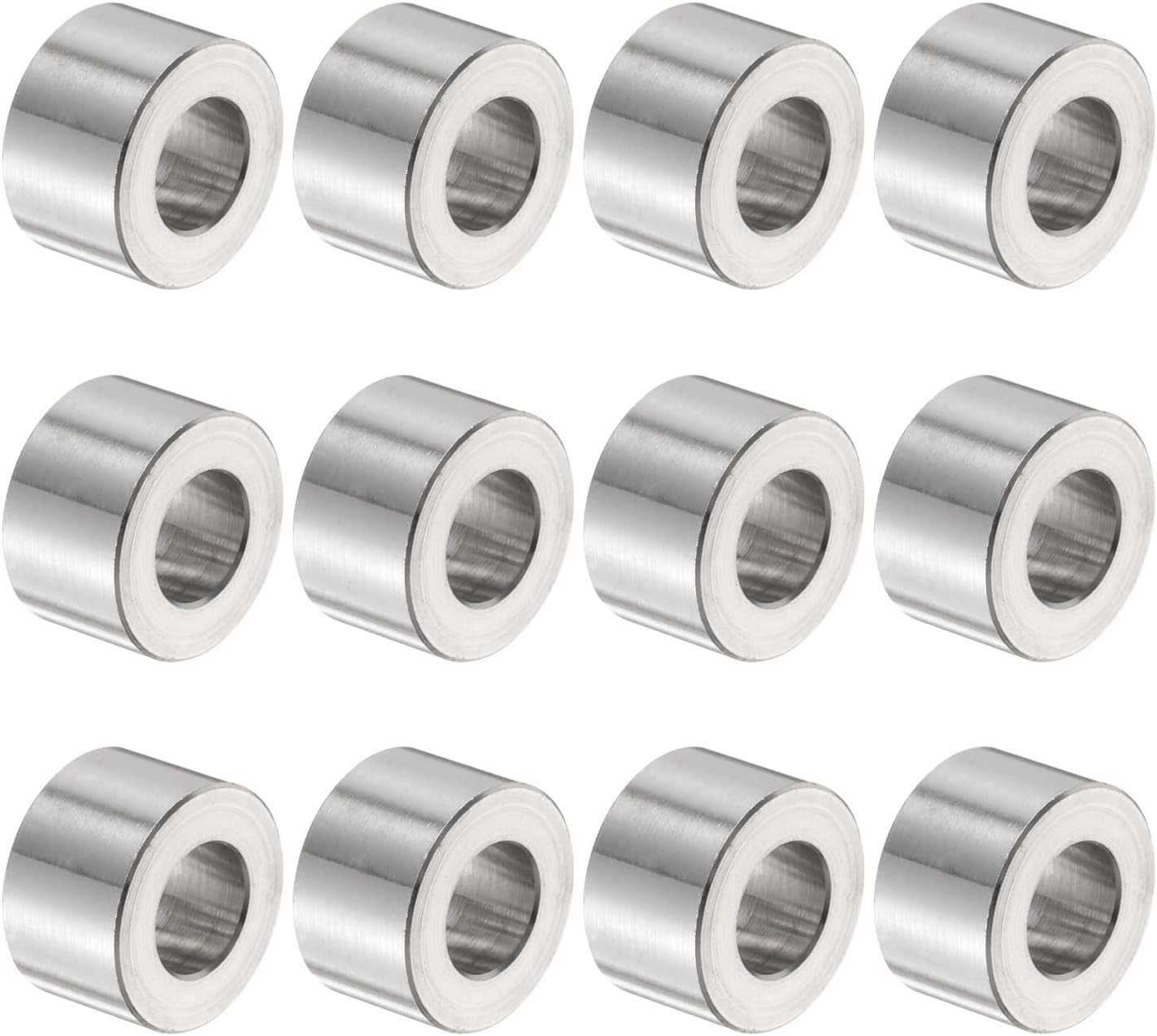 uxcell 12pcs Stainless Steel 10.5mm Bore x 20mm OD x 12mm Length, Silver Tone