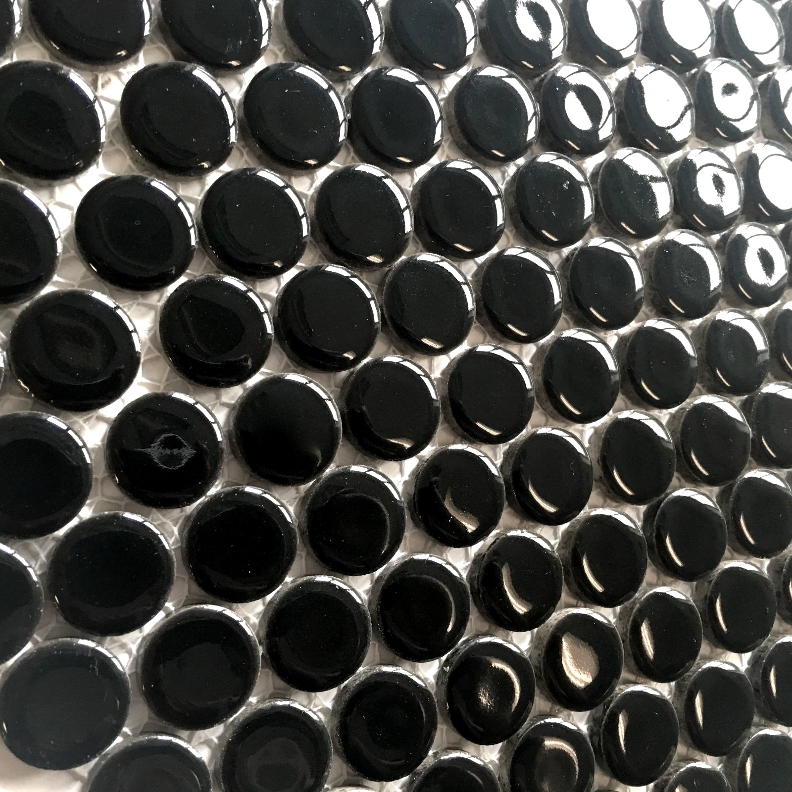 3/4×3/4 Penny Round Black 11×11 Porcelain Mosaic Wall Floor Backsplash (5 PACK)