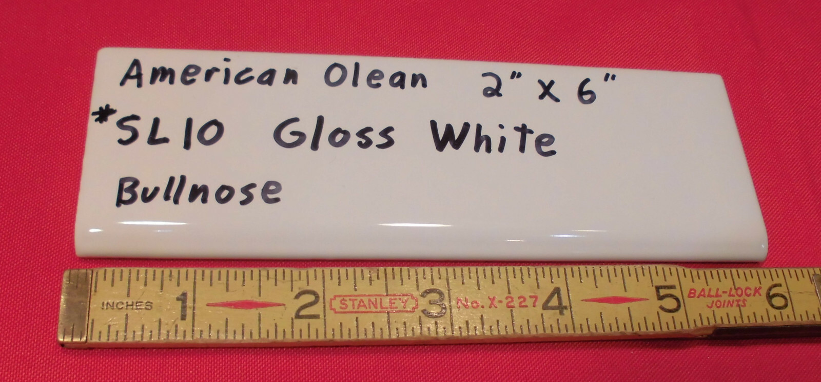 1 pc. Starting Line by American Olean: #SL10 Gloss White Bullnose Ceramic Tile