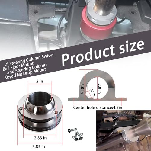 S 2″ Swivel Base Floor Mount & 2″ Column Polished Aluminum keyed Steering