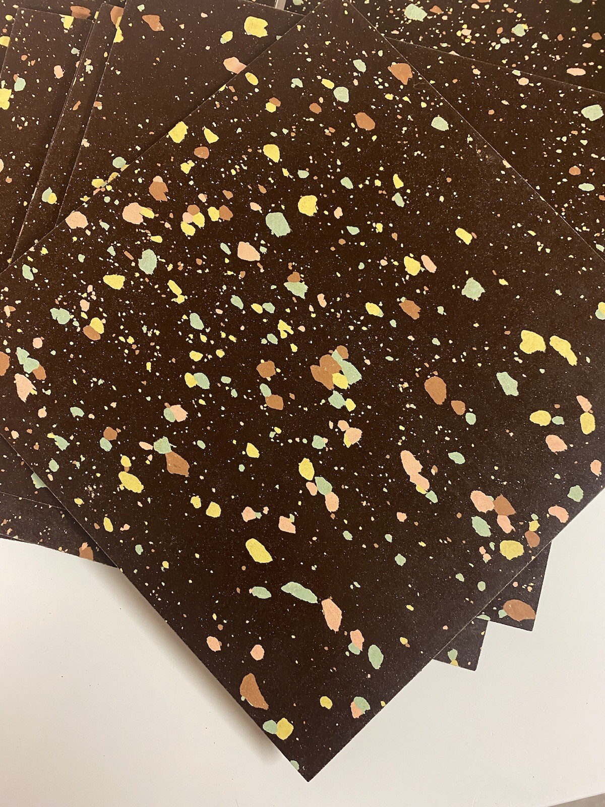 New Old Stock Armstrong Asphalt Tiles Mid Century Brown Terrazzo Pattern