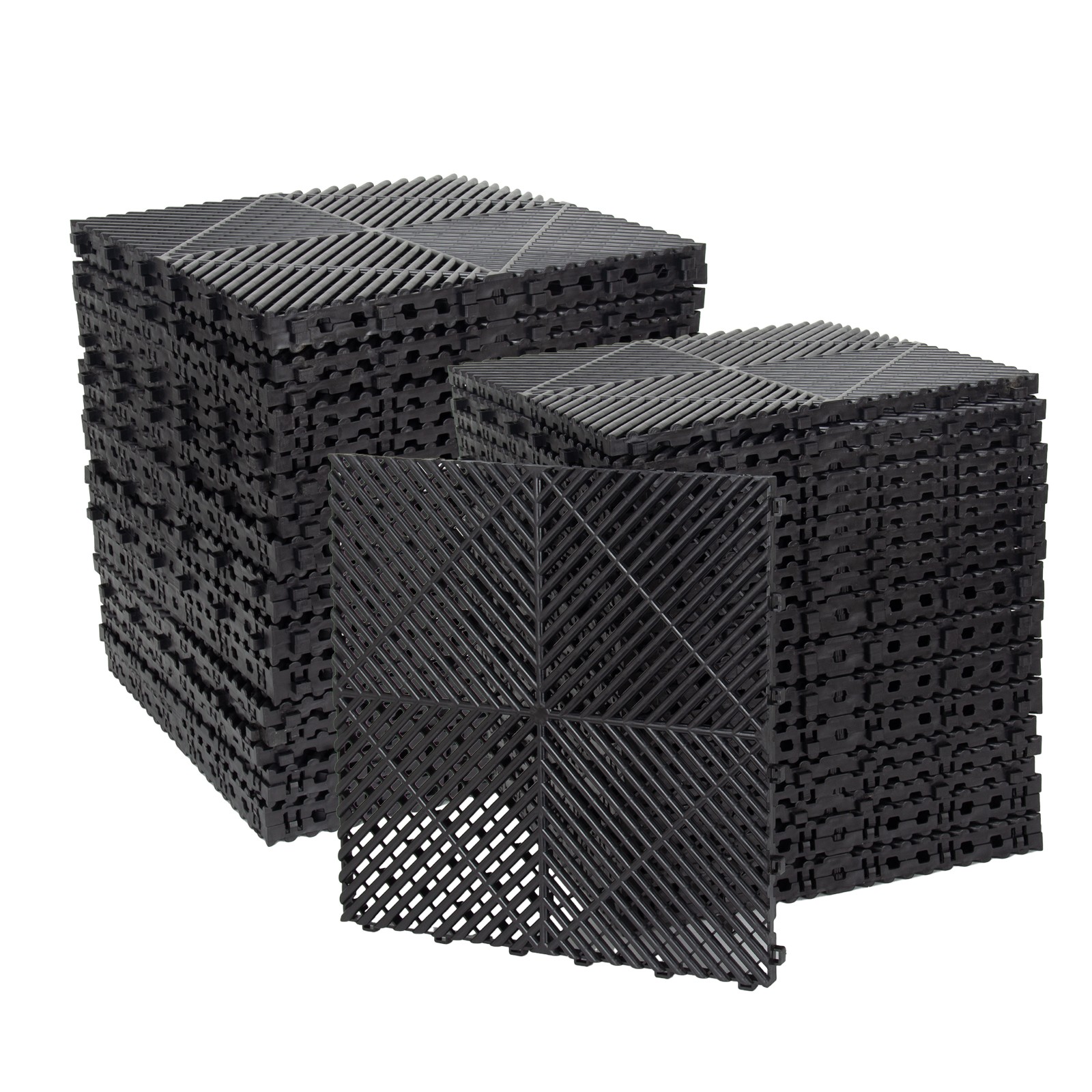 15.75” x 15.75” Vented Water Drainage Interlocking Garage Floor Tiles 50Pcs