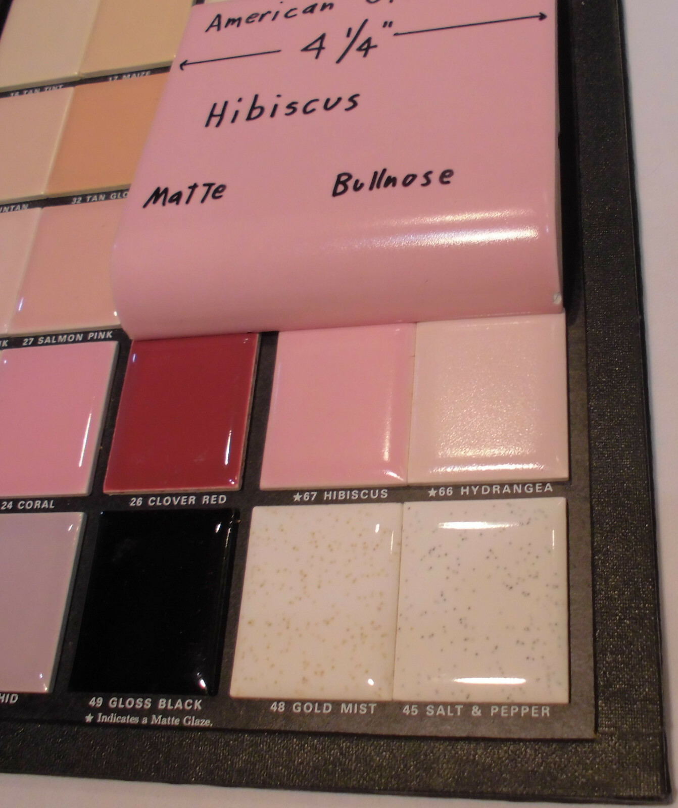 Hibiscus Pink; Matte Radius Bullnose Ceramic Tile 4-1/4″ American Olean, NOS