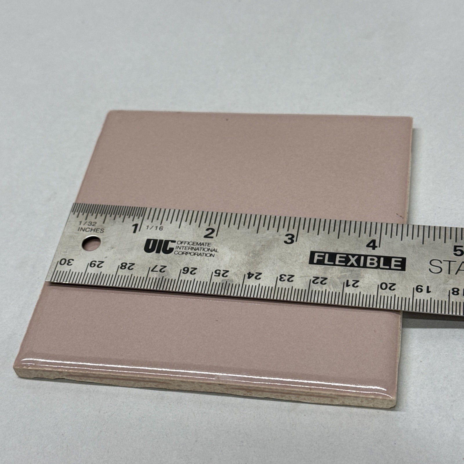 Ft Florida Tile USA 4-3/8″ Vintage Venetian Pink Tile NOS 4×4 Subway Tile Rose