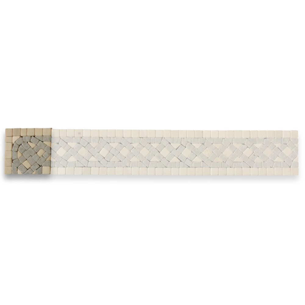 B4657CT Marble Mosaic Border Decorative Tile Quadra Sienna 2.25×2.25 Tumbled