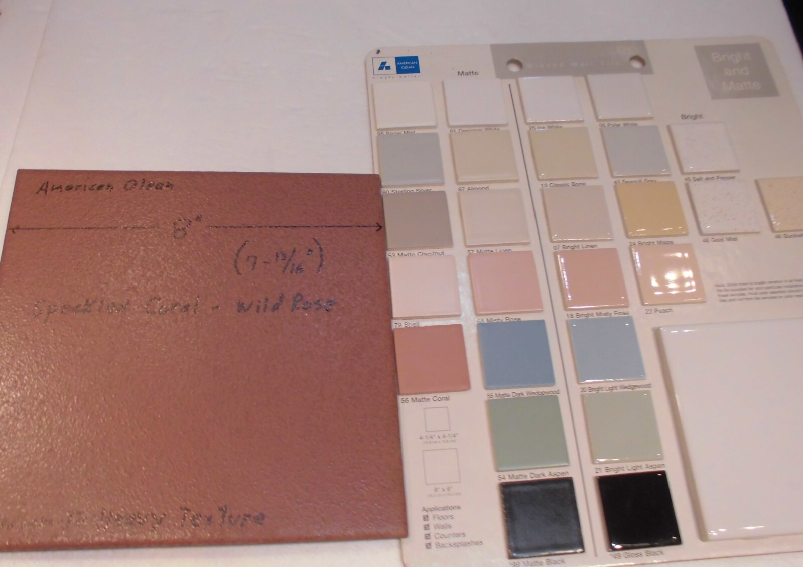 1 pc. Maroon-Wild Rose: 8″ Ceramic Floor Tile by American Olean, Speckled, New