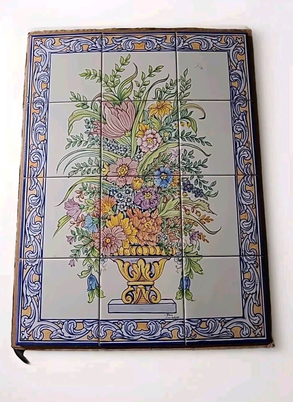 Hand Painted Tile Mural Floral 18″x24″