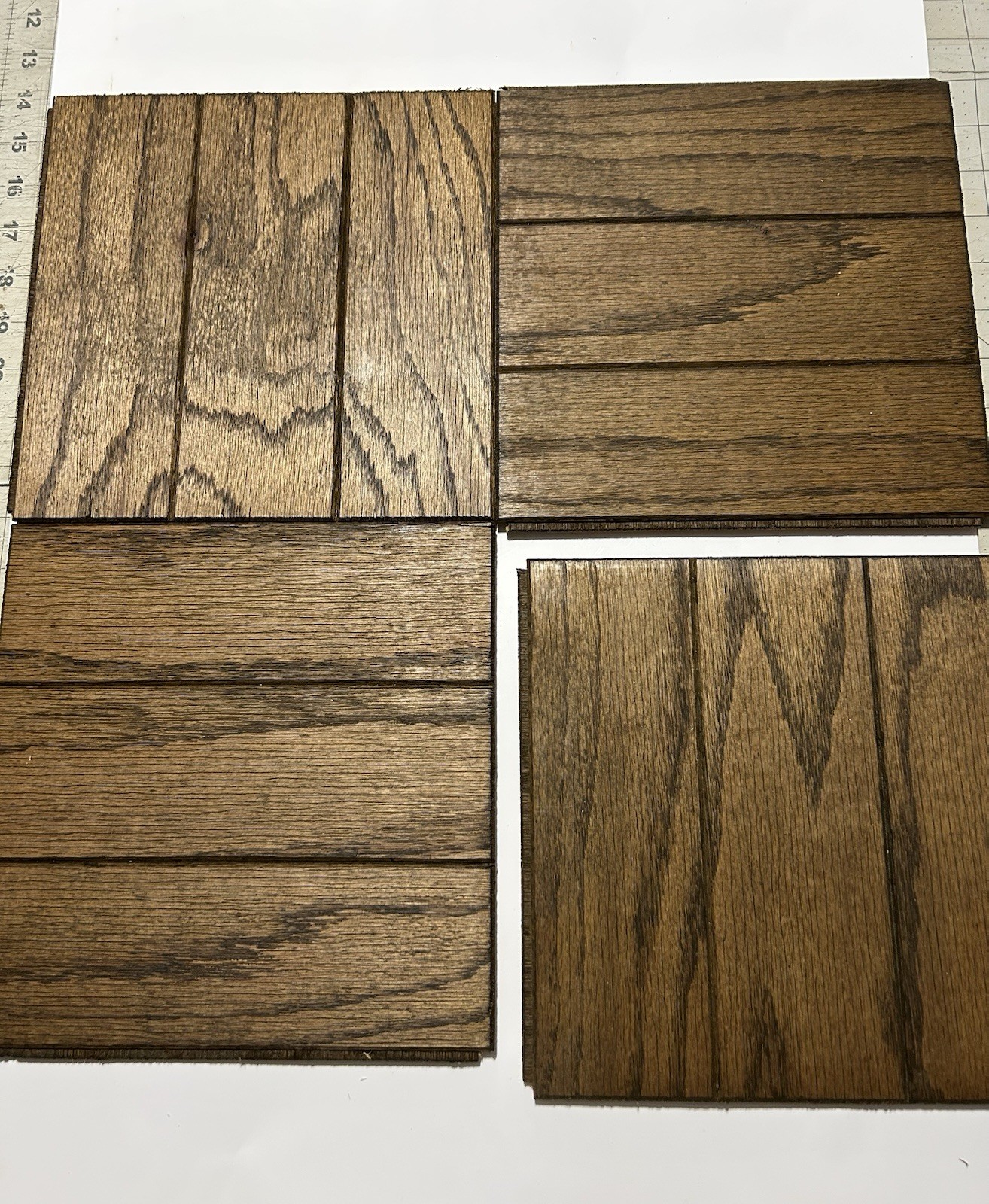 NOS BRUCE Oak 9″x9″x3/8″ Grooved Parquet Tiles 18sqft “MELLOW BROWN”