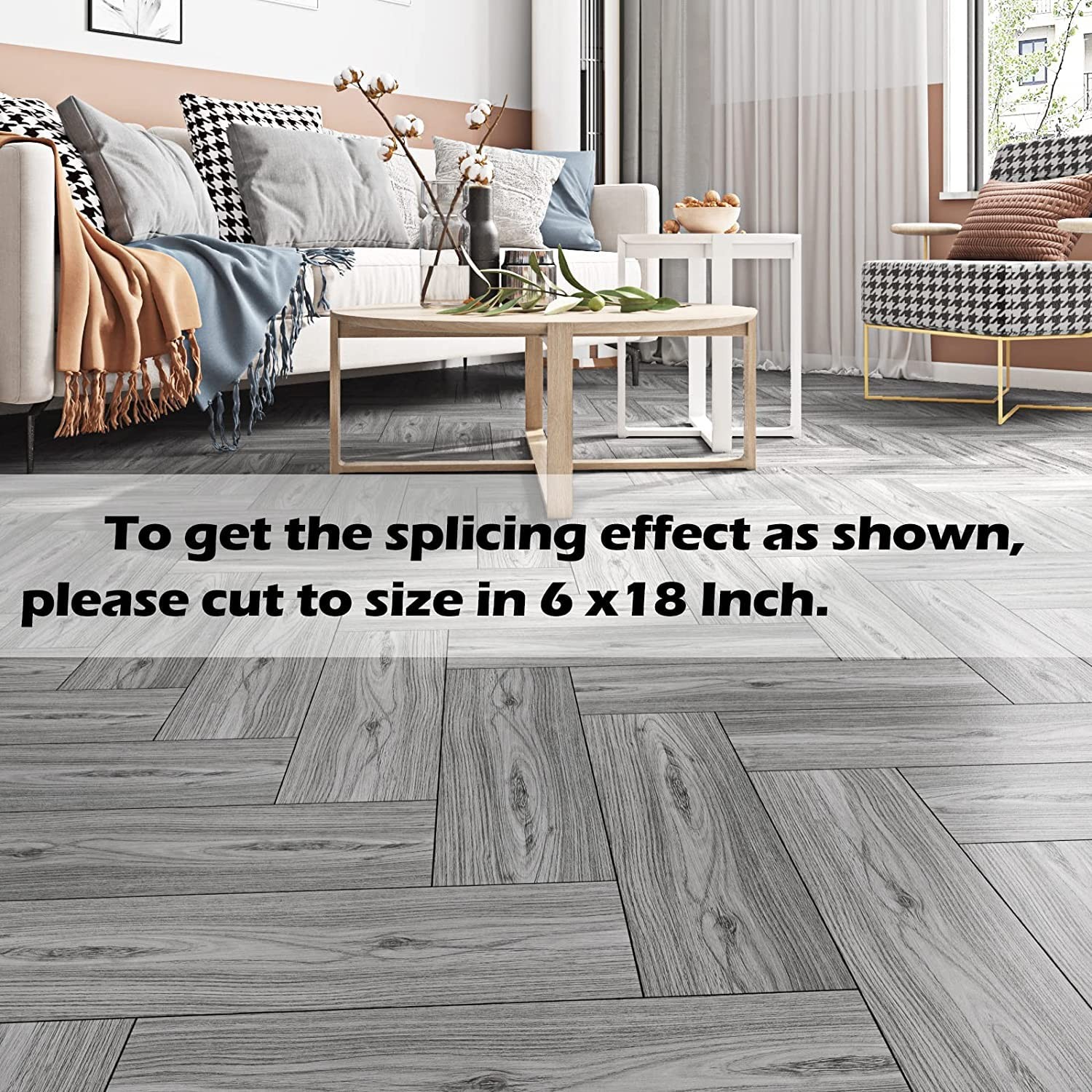 Funstick 6X36 30 Sheets Peel And Stick Floor Tile Waterproof Grey Wood Look