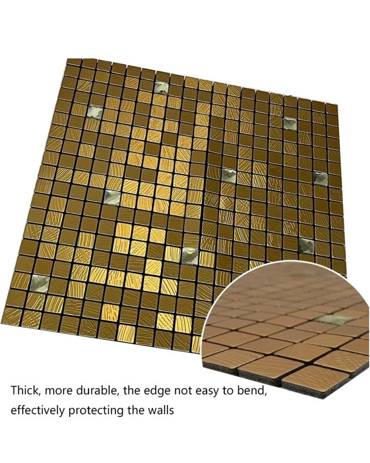 10-Sheet Peel and Stick Backsplash Tile, Self-Adhesive Aluminum 3D Wall Panels