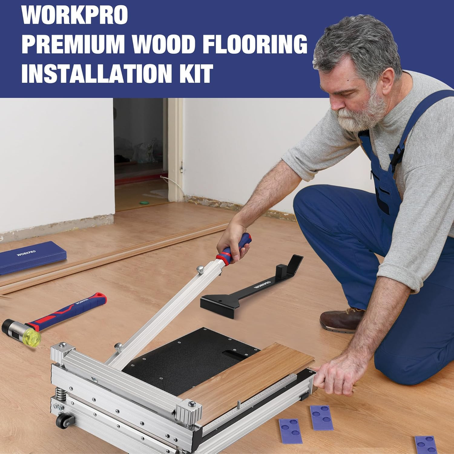 43PC Laminate Flooring Installation Kit- Rubber Mallet with Fiberglass Handle, 1