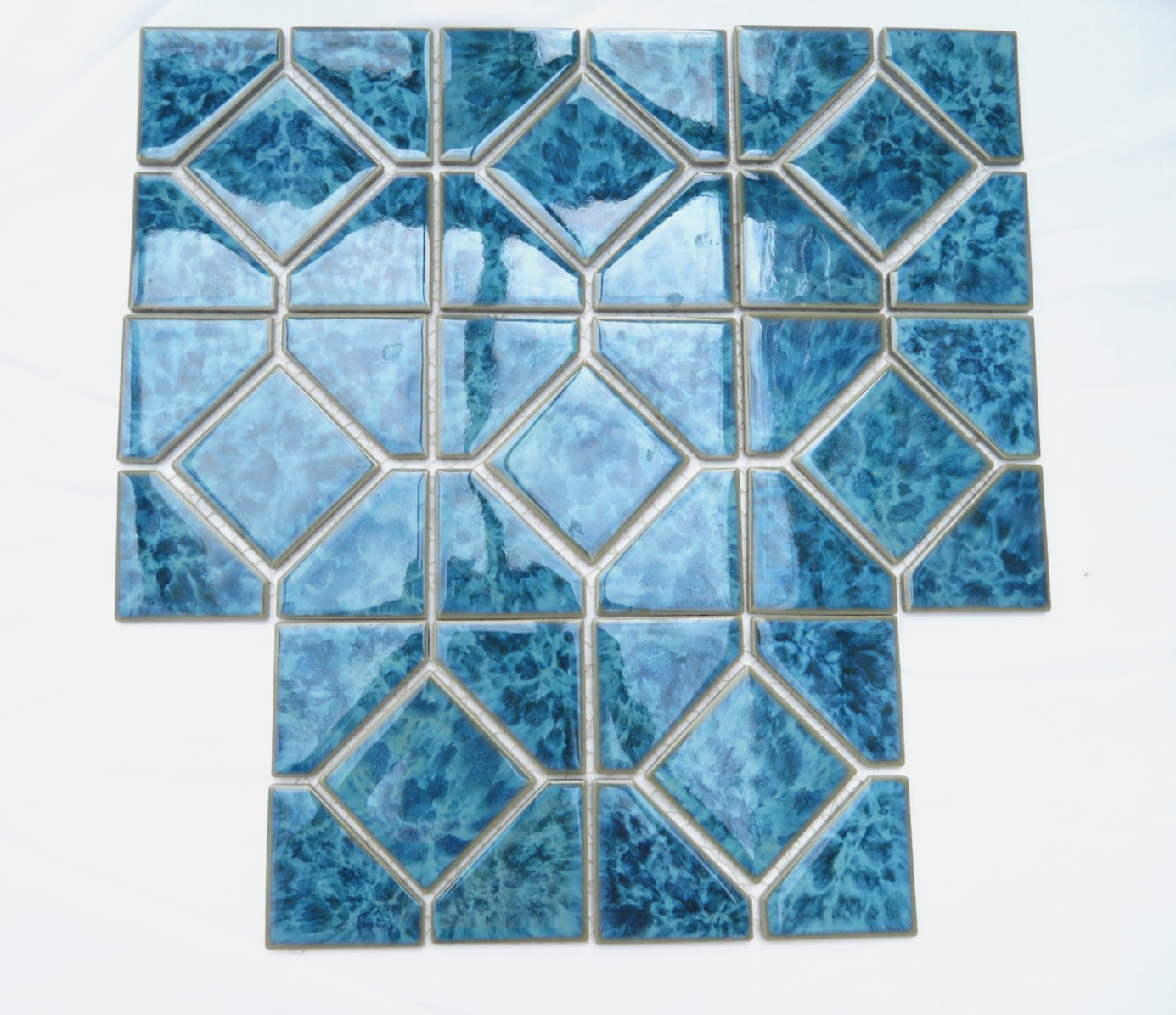 Tiles Weatherproof Medium Blues, 8 Decorative “Cloud” 6″ x 6″ On Netting UNUSED