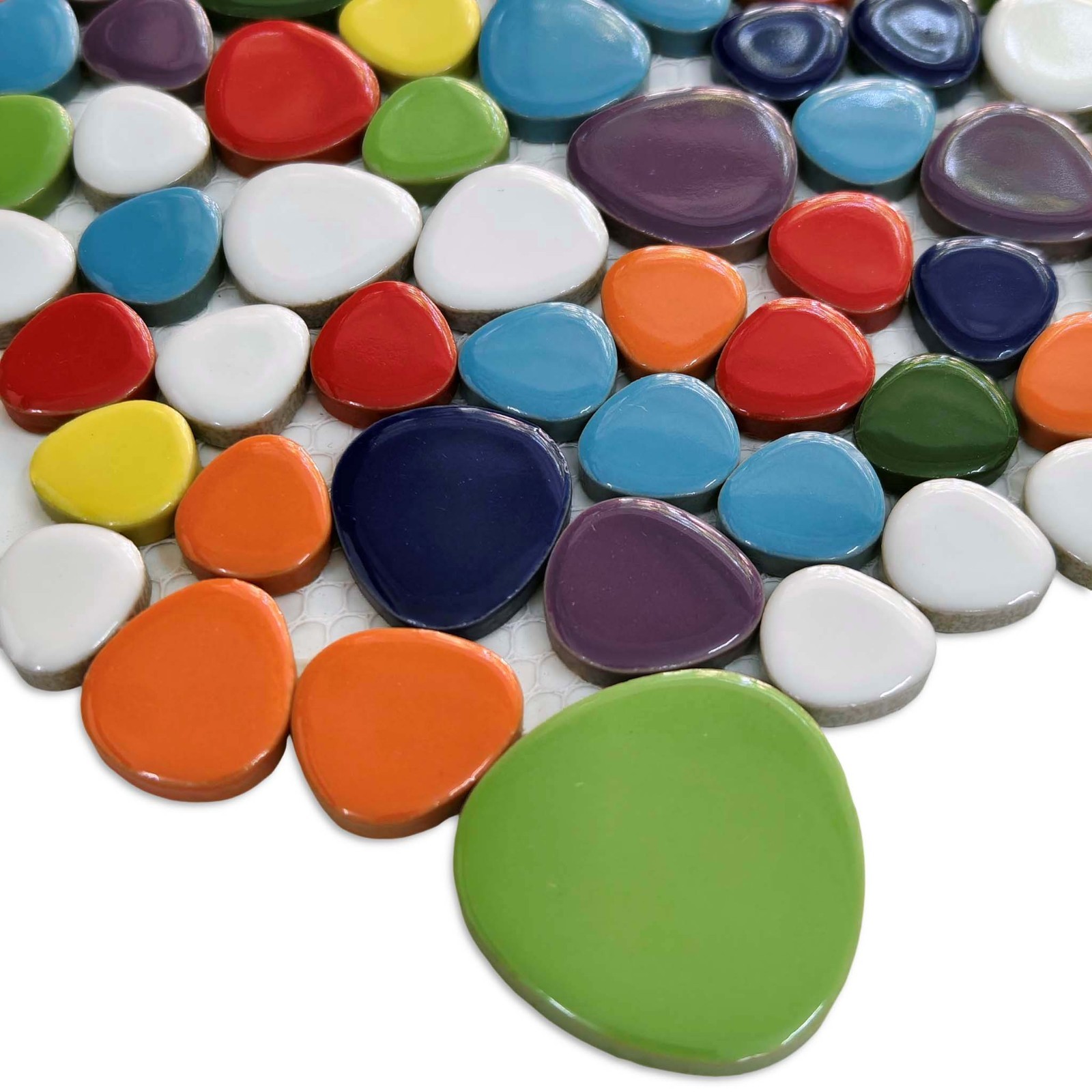 Multicolor Ceramic Pebble Mosaic Tile Glossy Wall Backsplash Bathroom Shower